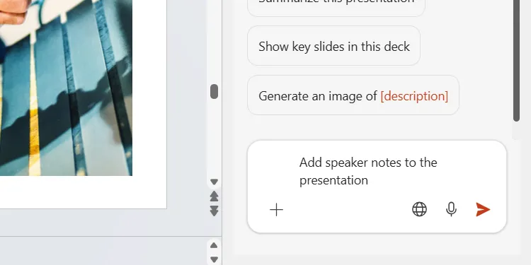 Yêu cầu Copilot tạo hoặc bổ sung ghi chú diễn giả cho bài thuyết trình PowerPoint.